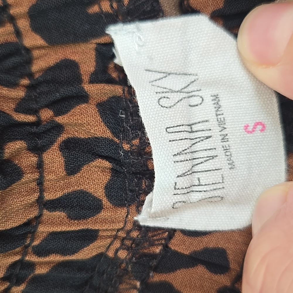 Cheetah Print Wide Leg Palazzo Pants Tie Waist Pockets Size Small - Picture 10 of 14